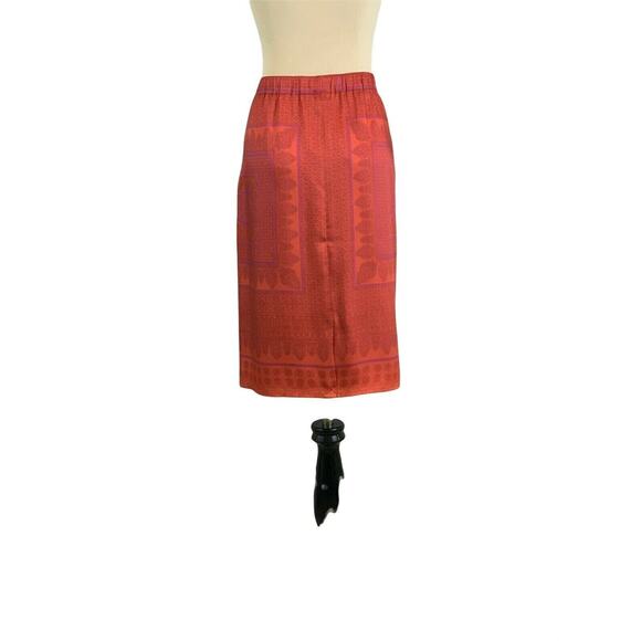 Ann Taylor Red Purple Silk Pull On Skirt 0 - Picture 9 of 11